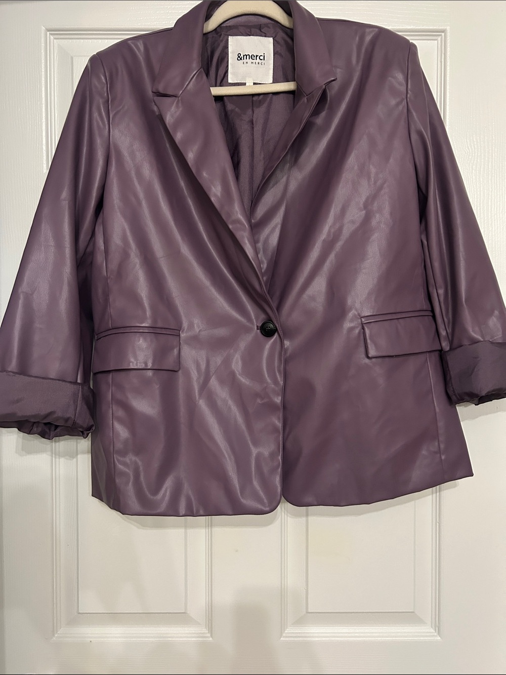 Purple Vegan Leather Blazer Jacket
